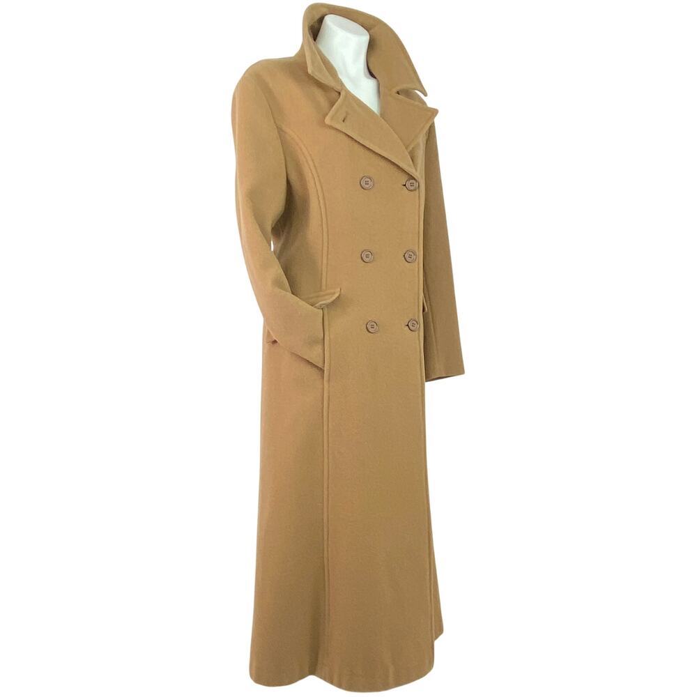 Vintage International Scene Camel Wool Long Double Breasted Maxi Coat Large - Picture 5 of 14